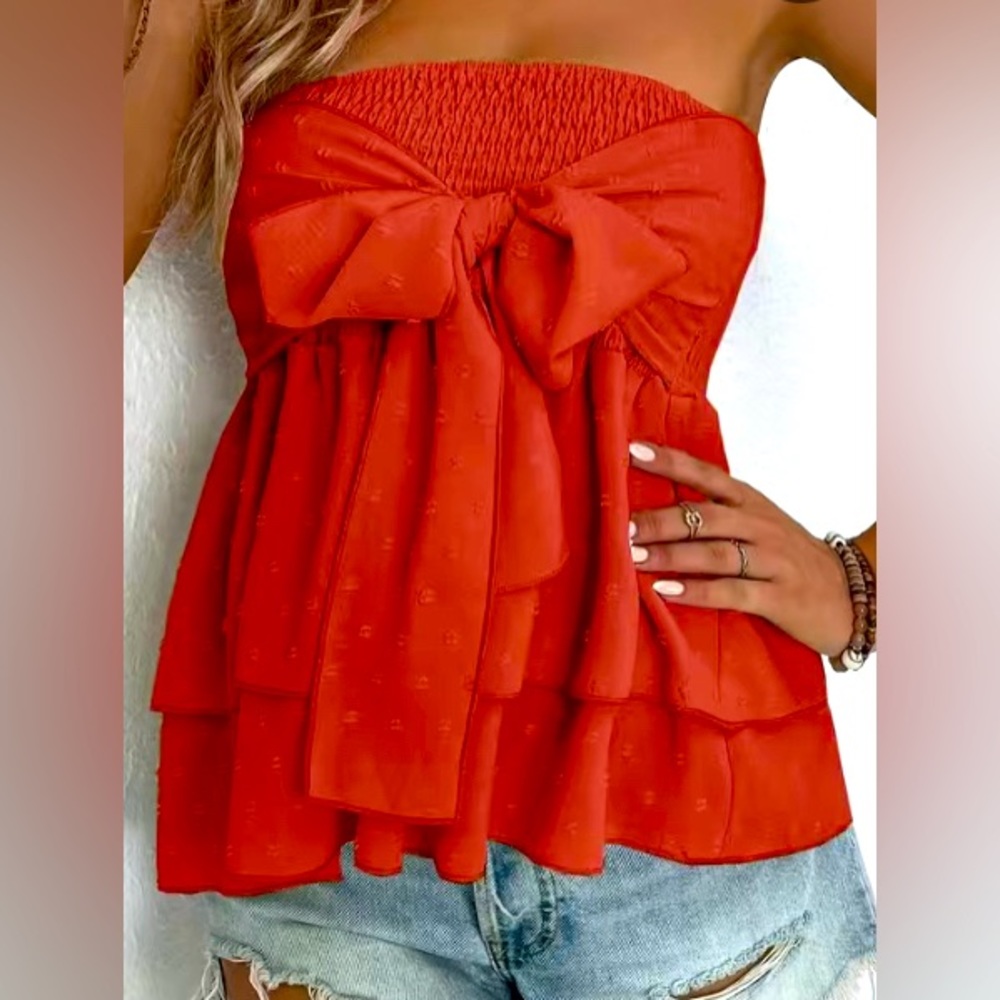 Red strapless summer top